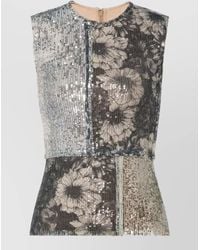 Maison Margiela - Sleeveless Dress Draped Skirt Sequin Floral - Lyst