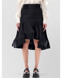 Sacai - Nylon Twill High-Rise Pleated Panel Asymmetric Midi Skirt - Lyst