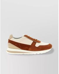 Brunello Cucinelli - Suede Rubber Sole Leather Sneakers - Lyst