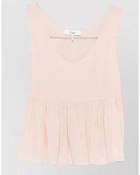 Chloé - Silk Sleeveless Scoop-Neck Gathered Peplum Top - Lyst