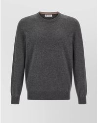 Brunello Cucinelli - Cashmere Crew Neck Sweater With Ribbed Cuffs And Hem - Lyst