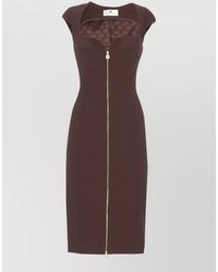 Elisabetta Franchi - V-Neck Sleeveless Knee-Length Dress - Lyst