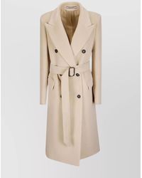 Tagliatore - Double-Breasted Wool Coat Belted Waist - Lyst