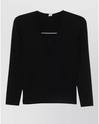 TOTEME - Ribbed V-Neck Long-Sleeve Knitted Top - Lyst