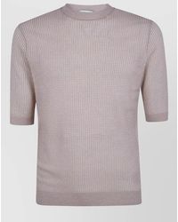 Ballantyne - Cotton Linen Fine-Knit Round-Neck Sweater - Lyst