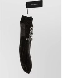 Dolce & Gabbana - Crystal-Embellished Floral Socks - Lyst