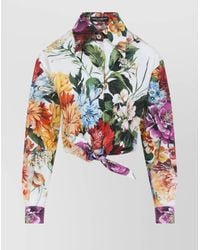 Dolce & Gabbana - Cotton Floral-Print Cropped Shirt - Lyst