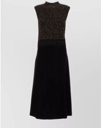 Prada - Wool Cashmere Relaxed-Fit Ribbed Crew-Neck Flared Midi Dress - Lyst