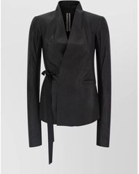 Rick Owens - Hollywood Leather Jacket Belted Shawl Collar - Lyst