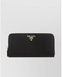 Prada - Leather Wallet-Tone Hardware - Lyst