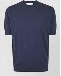 Lardini - Ribbed Cotton Crew Neck Short Sleeve Jumper - Lyst