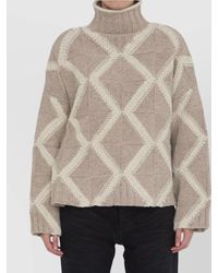 Bottega Veneta - Argyle Intarsia Knit Turtleneck Sweater - Lyst