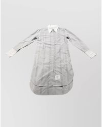 Thom Browne - Striped Cotton Point Collar Long-Sleeve Shirt Dress - Lyst