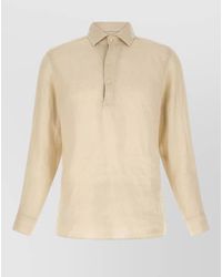 MC2 Saint Barth - Linen Long-Sleeve Polo Shirt - Lyst