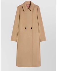 Max Mara - Long Jacket Belted Waist Button Front Pockets - Lyst