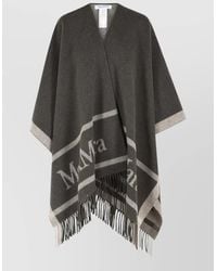 Max Mara - Hilde Jacquard Wool Poncho Fringe Open - Lyst