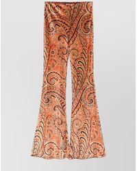 Etro - Paisley Print Flared Viscose Trousers - Lyst