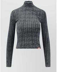 DIESEL - Ribbed High-Neck Long-Sleeve T-Shirt - Lyst