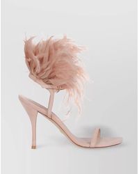 Stuart Weitzman - Suede Feather-Trimmed Sandals - Lyst