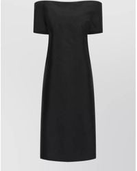 Jil Sander - Silk Wool Off-Shoulder Midi Dress - Lyst
