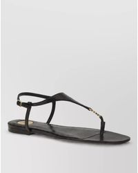 Saint Laurent - Leather Flat Slides - Lyst