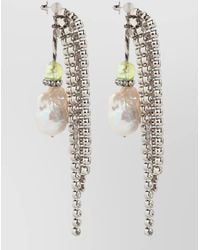 Dries Van Noten - Hoop Earrings Dangling Pearl Crystal Strands - Lyst