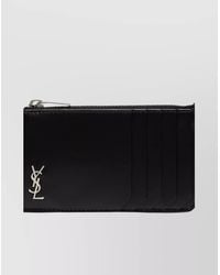 Saint Laurent - Leather Zip Card Holder - Lyst