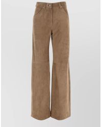 Brunello Cucinelli - Suede Wide-Leg Trousers - Lyst