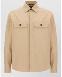 ZEGNA - Cotton Shirt Jacket Button Collar Cuffs Pockets - Lyst