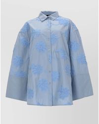 ROTATE BIRGER CHRISTENSEN - Oversize Shirt Dress Floral Embroidery Tie Waist - Lyst