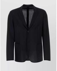 Giorgio Armani - Single-Breasted Wool Blazer With Notch Lapel - Lyst