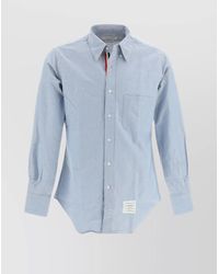 Thom Browne - Button-Down Shirt With Curved Hem And Pocket - Lyst