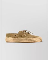 Miu Miu - Suede And Raffia Loafers With Lace Detail - Lyst