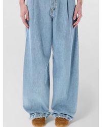 Dries Van Noten - Denim High-Rise Pleated Wide-Leg Trousers - Lyst