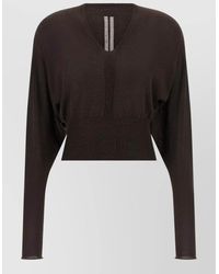 Rick Owens - Cropped Knit Top V Neckline Long Sleeves - Lyst