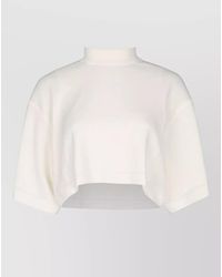 Alaïa - Cropped Knit Top Short Sleeves Mock Neck - Lyst