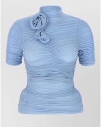 Magda Butrym - High-Neck Short-Sleeve Draped Top - Lyst