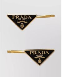 Prada - Enamel Logo Hair Clip Set - Lyst