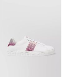 Versace - Crystal Embellished Leather Low-Top Sneakers - Lyst