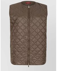 Max Mara - Quilted Vest Coat Long Sleeves Nylon Silk - Lyst