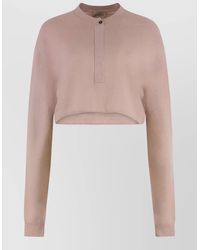 LeKasha - Cashmere Cropped Long-Sleeve Buttoned-Collar Knitted Top - Lyst