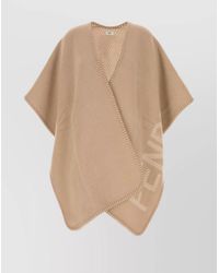 Fendi - Cashmere Blend Fine Knit Logo Cape - Lyst