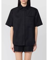 Loulou de Saison - Viscose And Linen Shirt With Short Sleeves - Lyst