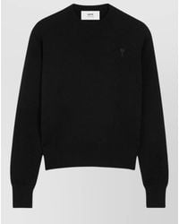 Ami Paris - Merino Wool Ribbed Crewneck Sweater - Lyst