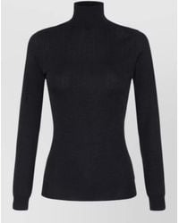 Elisabetta Franchi - Tricot Top Fitted Silhouette Ribbed Turtleneck - Lyst