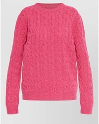 Valentino - Cable Knit Crew Neck Long Sleeve Top - Lyst