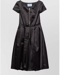 Prada - V-Neck Short Sleeved Dress - Lyst