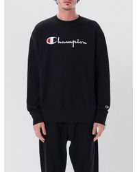 Champion - Logo Crewneck Sweater Ribbed Cuffs Hem - Lyst