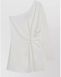 Valentino - One Shoulder Top Long Sleeve Draped - Lyst