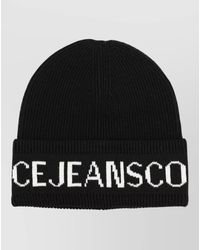Versace Jeans Couture - Beanie Hat Wool Acrylic Ribbed Turn Up - Lyst